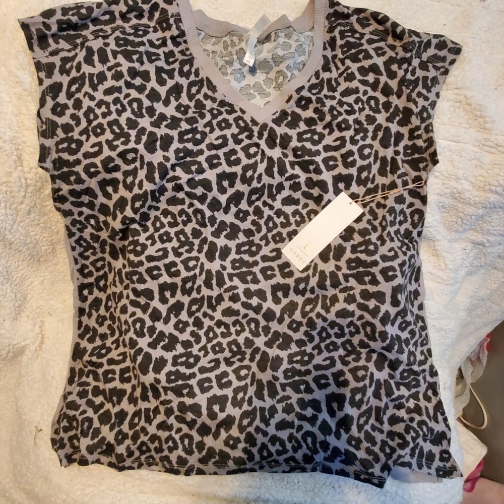 LuLaRoe Black and Gray Animal Print Short Sleeve Tee